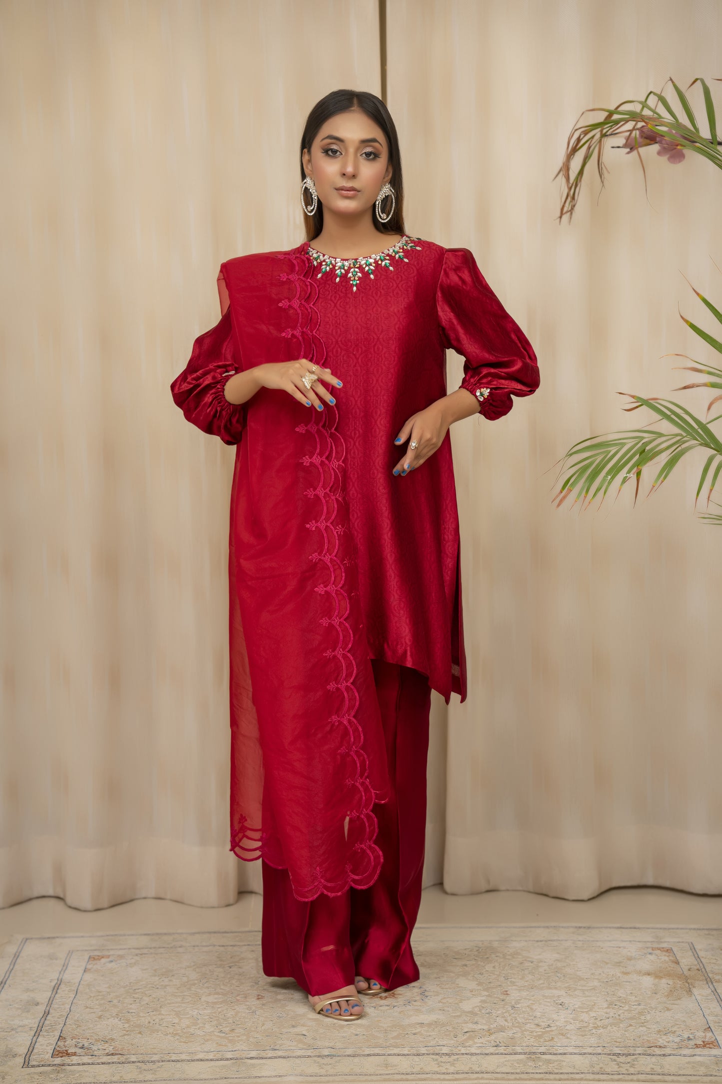 RAINA - Maroon Formal Co-Ords - 2 PCS