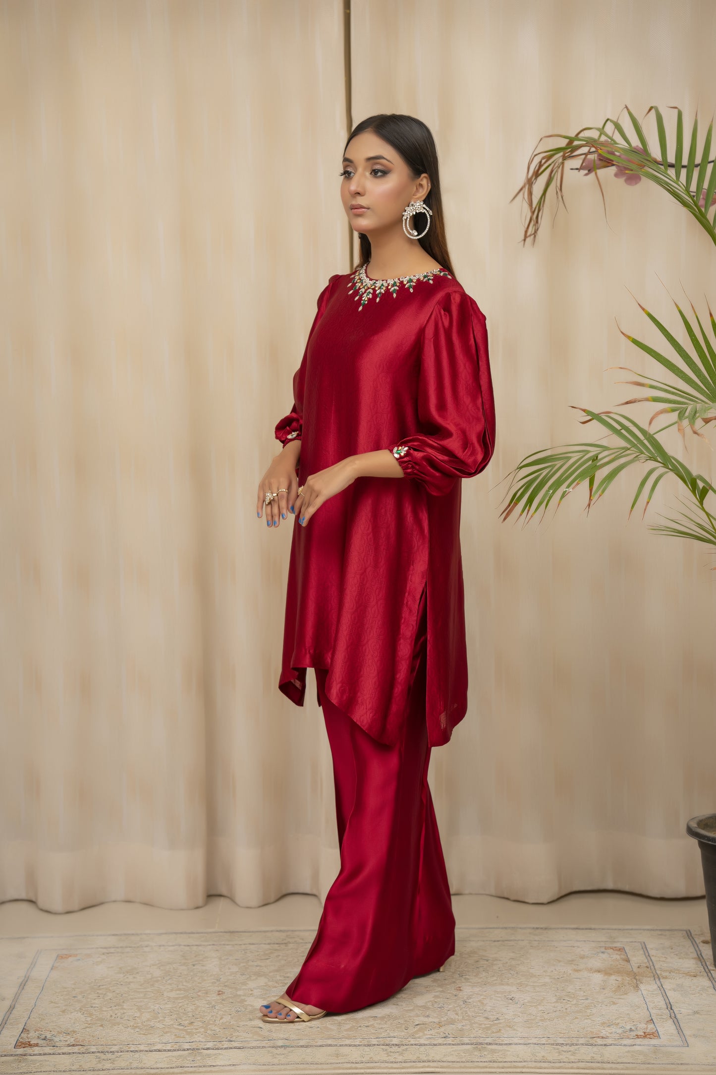 RAINA - Maroon Formal Co-Ords - 2 PCS