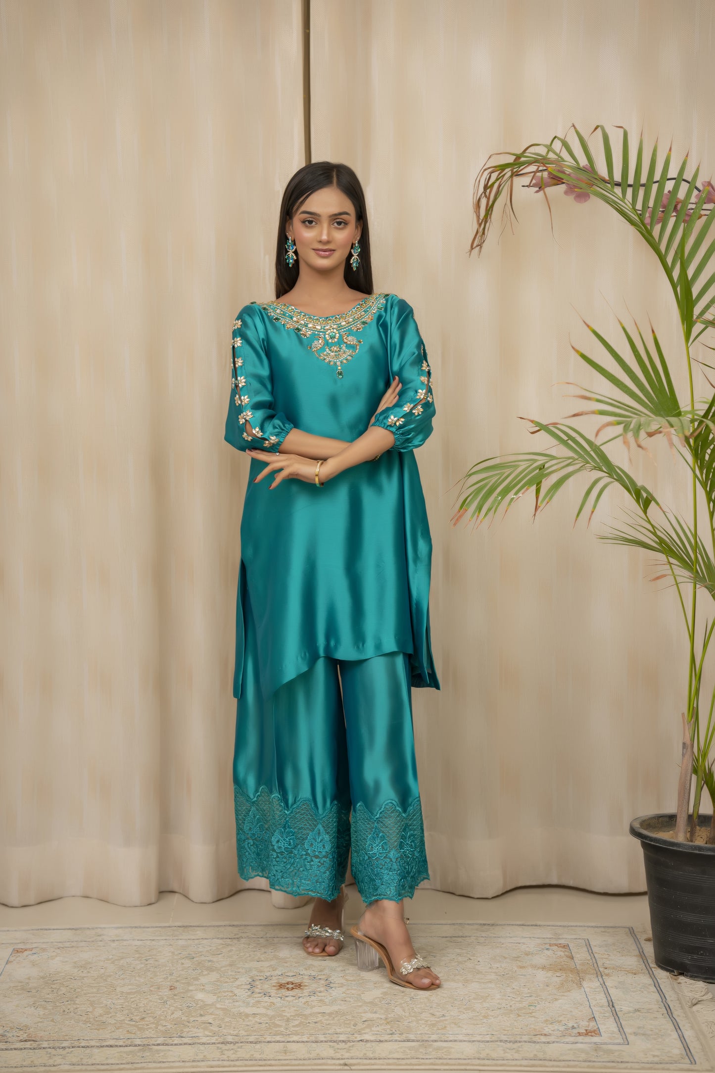 BASAR - Sea Green Formal Co-Ords - 2 PCS