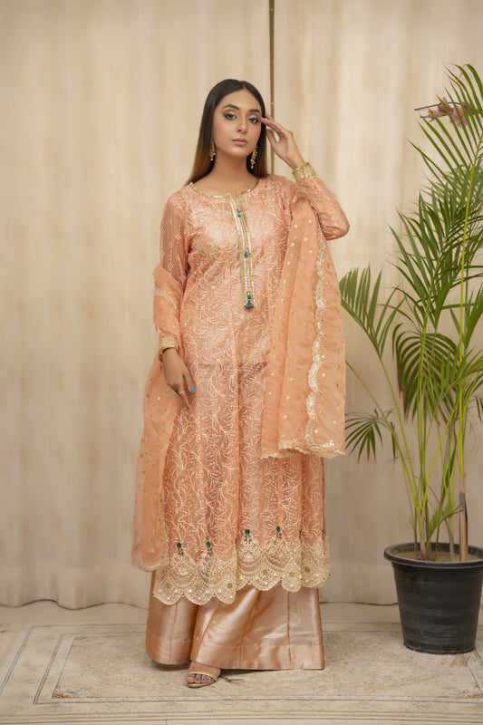 JHANKAR - Coral Emrboidered Dress - 4 PCS