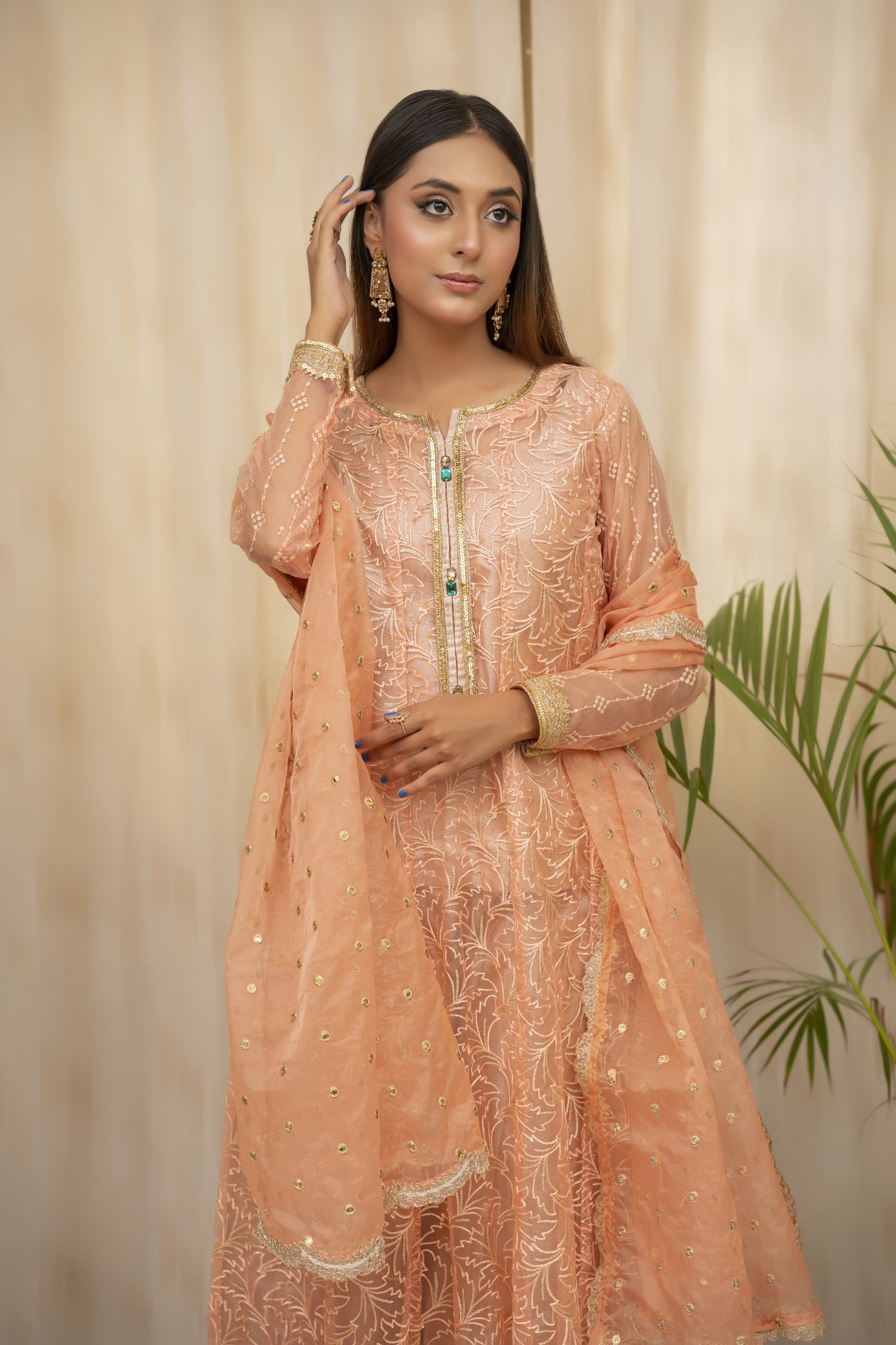 JHANKAR - Coral Emrboidered Dress - 4 PCS