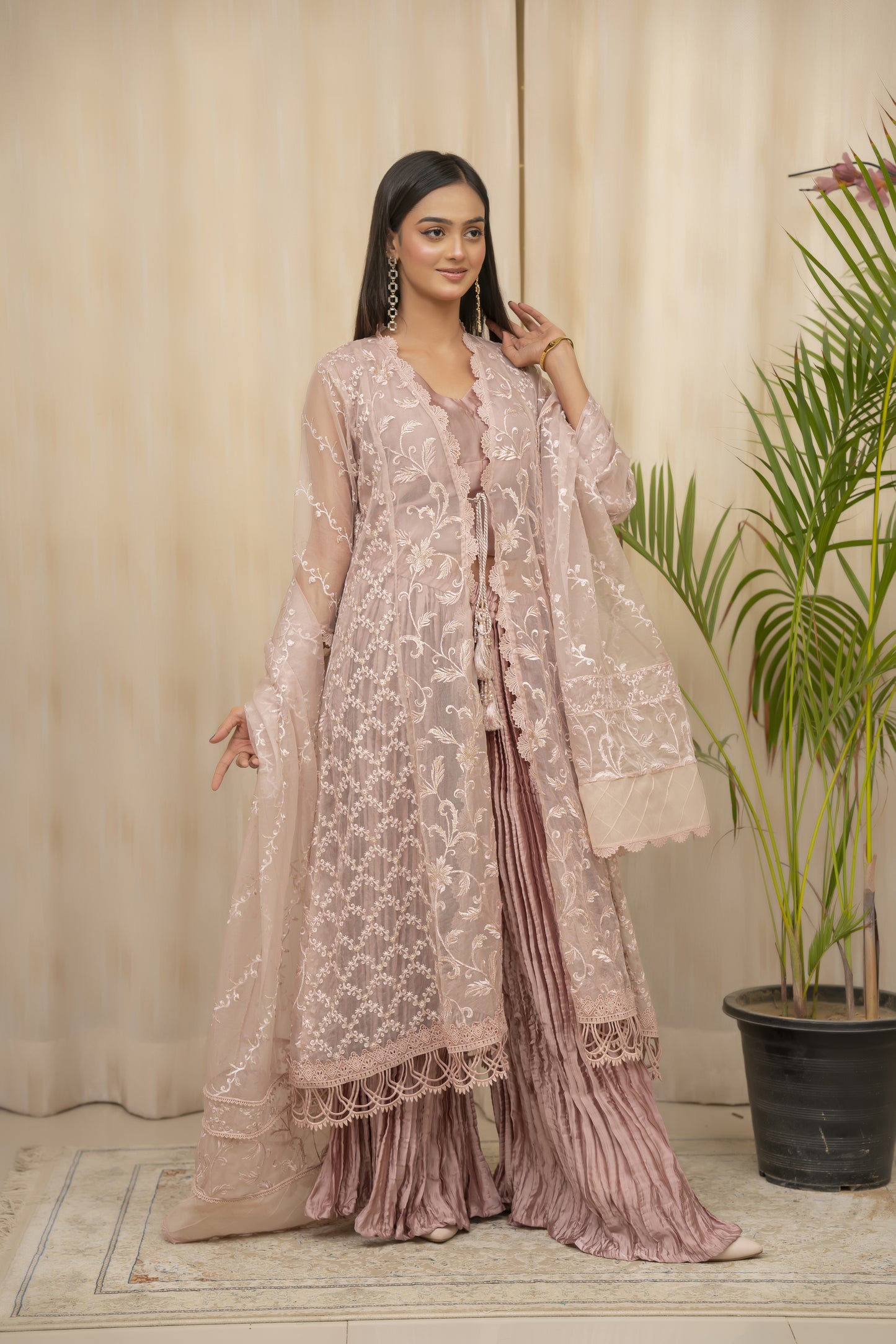 ZUMRA - Vintage Mauve Long Dress - 4 PCS