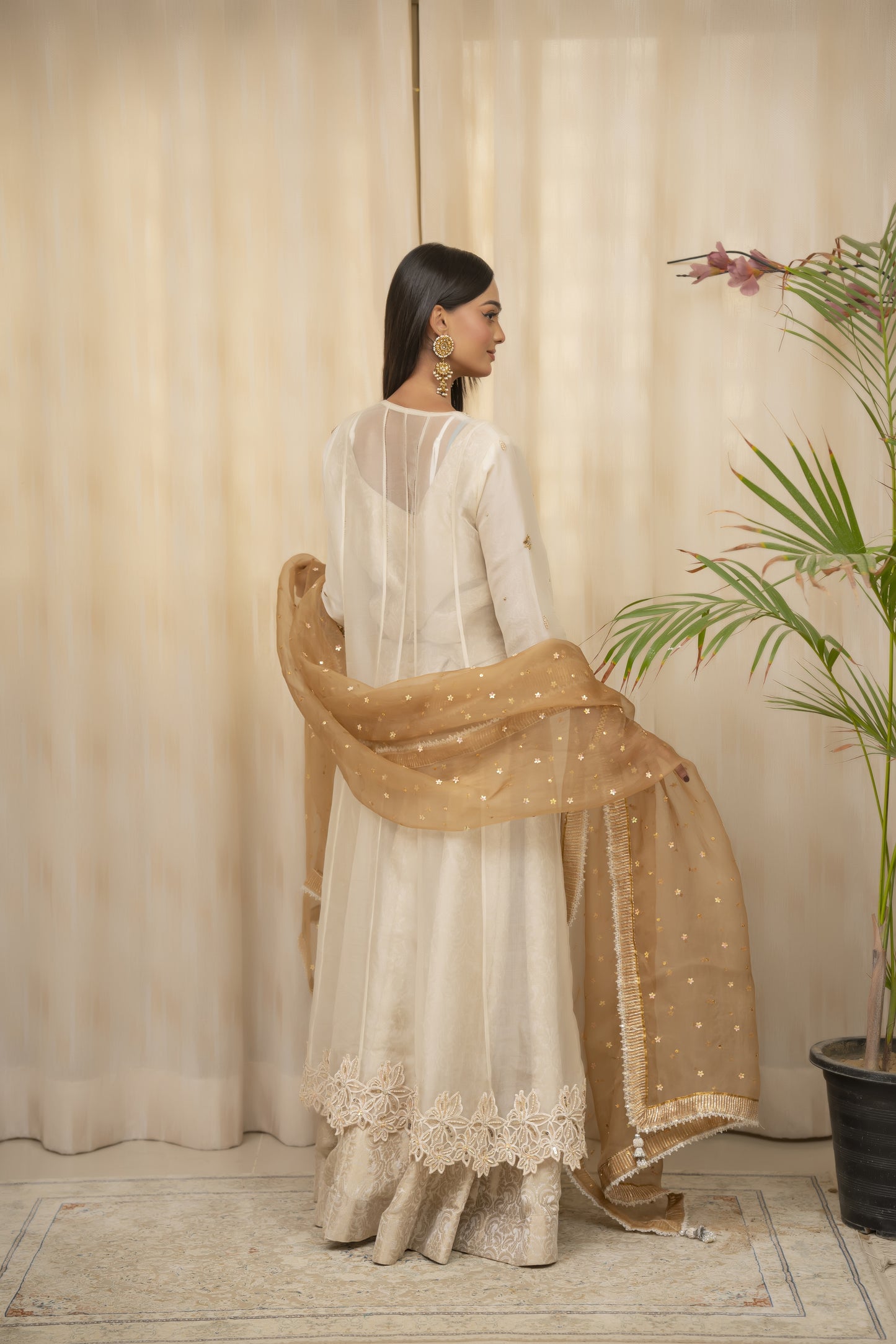 ANABIA - Ivory and Beige Lehenga Dress - 4 PCS