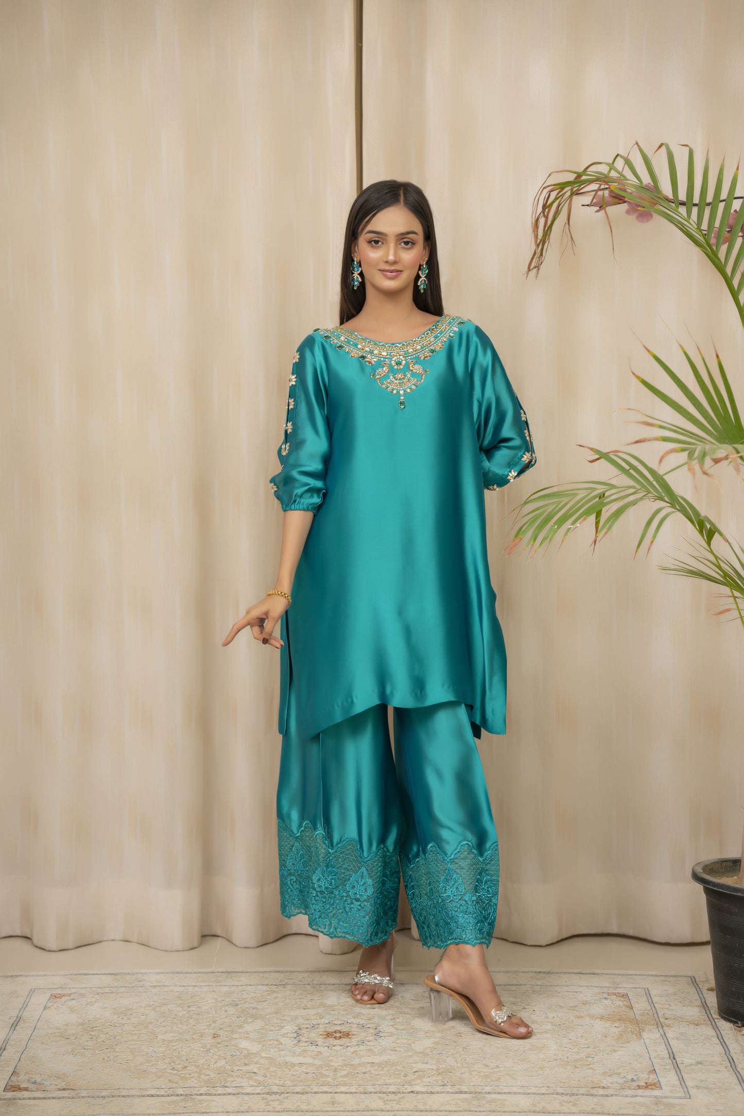 BASAR - Sea Green Formal Co-Ords - 2 PCS